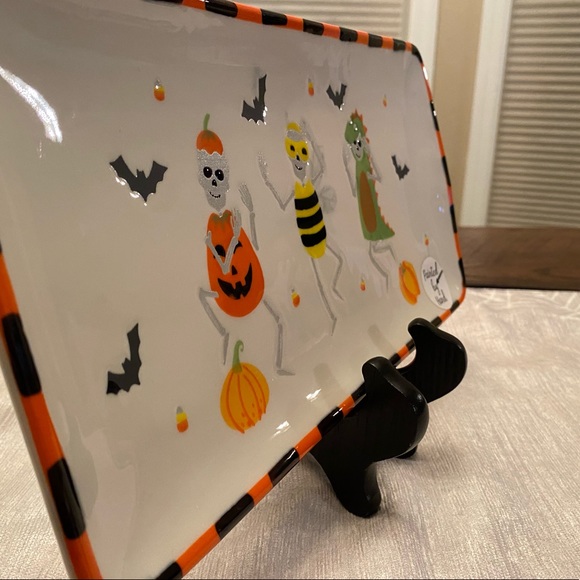 Dancing Skeletons In Halloween Costumes Rectangular Ceramic Platter - Picture 4 of 16